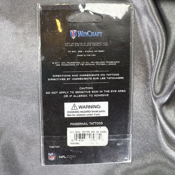 Los Angeles Chargers NFL 4-Pack Fingernail Tattoos - WinCraft Sports - FAST SHIP - Picture 4 of 5